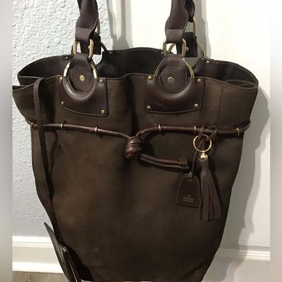 Gucci Suede Leather Bag W/ Attached Pouch - Picture 15 of 16